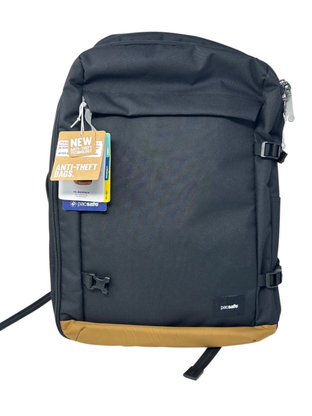 NWT Pacsafe GO 44L Anti-Theft Carry-On Backpack Jet Black Travel Bag Suitcase